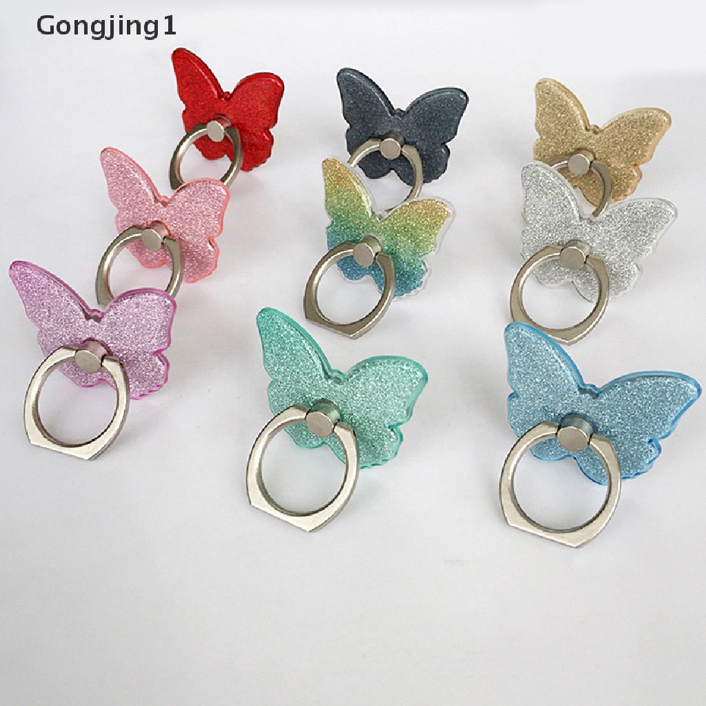 Gongjing1 Ring Jari Holder Handphone Bentuk Kupukupu Bisa Berputar 360