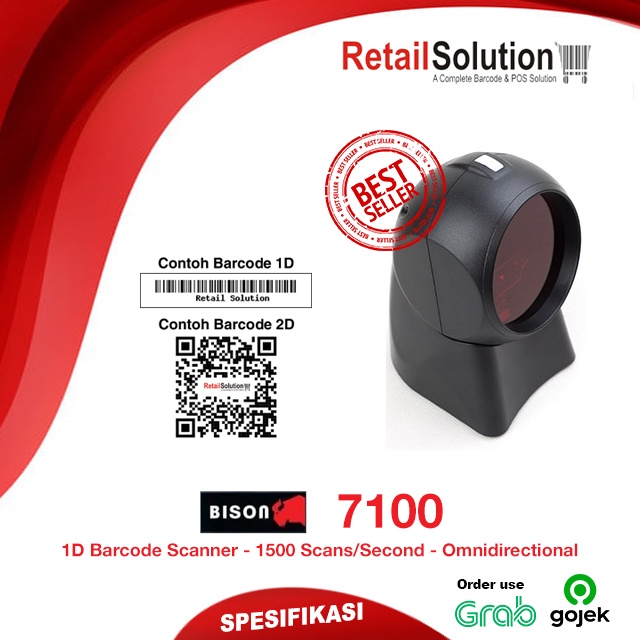 Barcode Scanner 1D Omni USB - Bison BI-7100 / BI7100