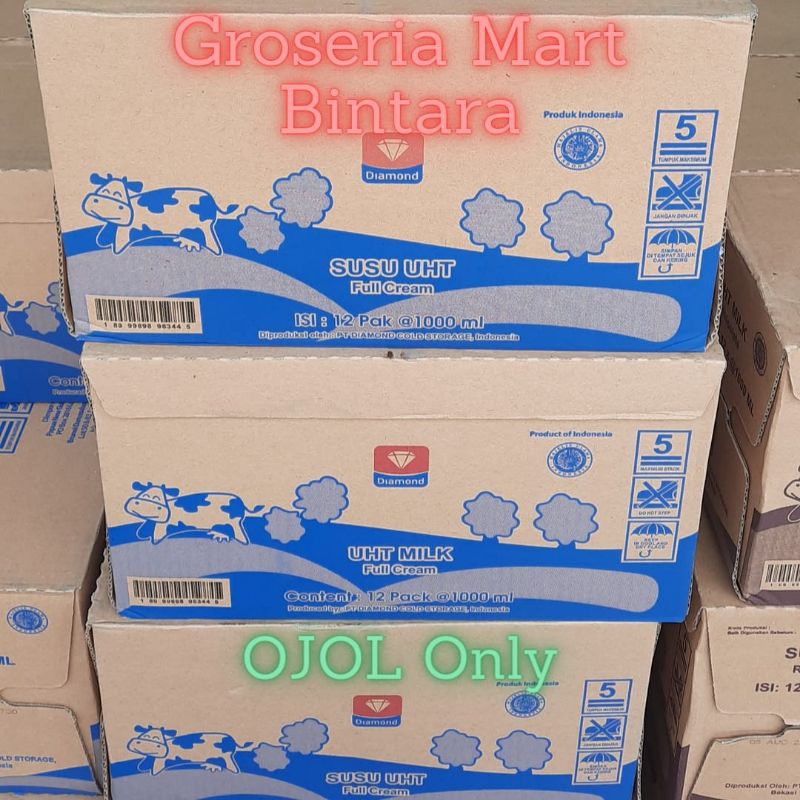 

*Bintara* Susu Diamond UHT Full Cream PLAIN 1 Liter x 12 1 Dus Bekasi
