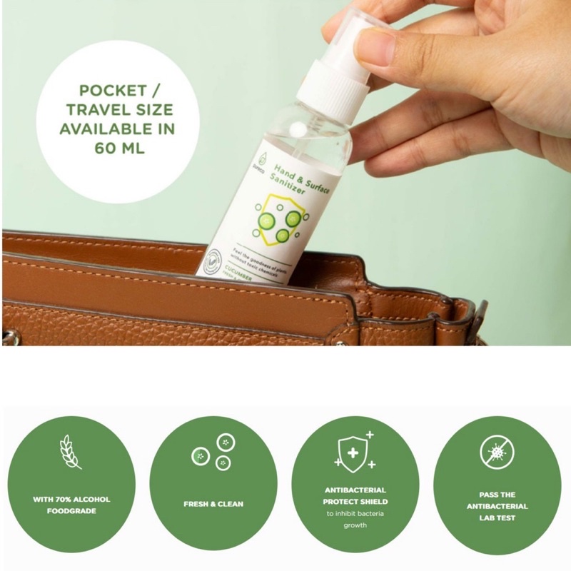 Pureco Hand &amp; Surface Sanitizer Spray 60 ml Travel Size