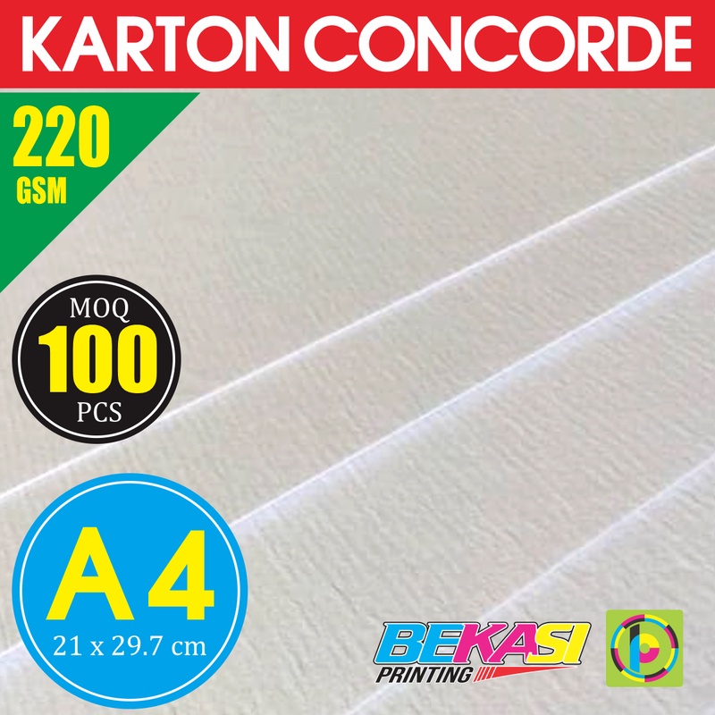 

Kertas Karton Carton Concorde 220 GSM Ukuran A4 21x29.7 cm isi 100 Lbr