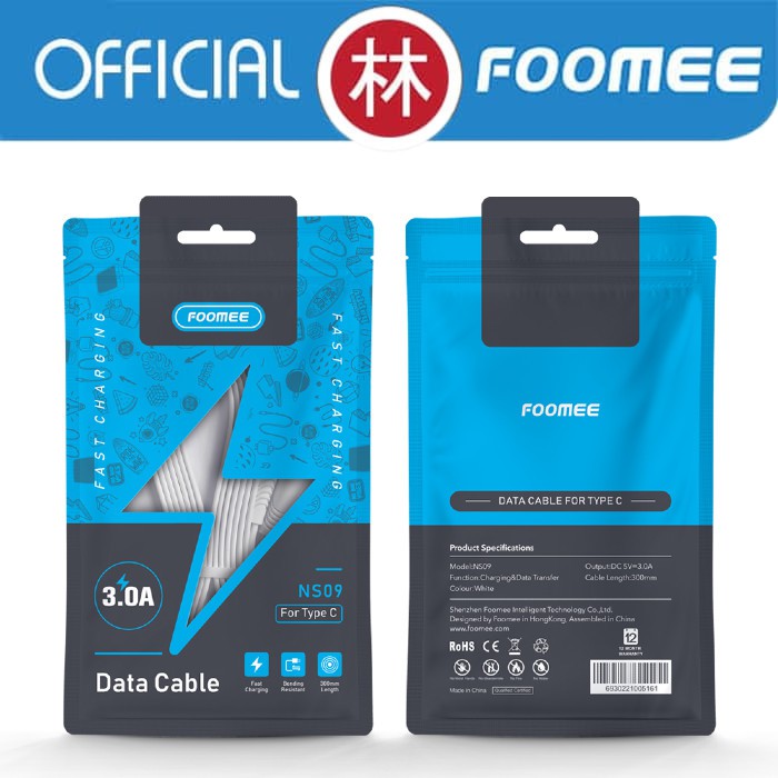 Foomee NS09S Kabel Data Cable Type-C 100 cm Fast Charging 3A New NS09