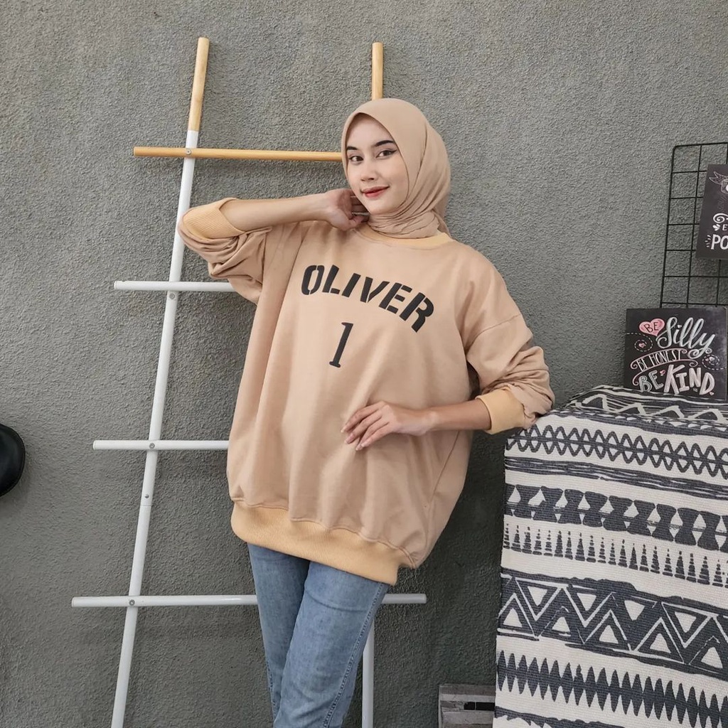 OLIVER 2XL 3XL Oversize Sweater Crewneck Oblong | Outerwear Wanita Terbaru Fashion Terkini Korean Style