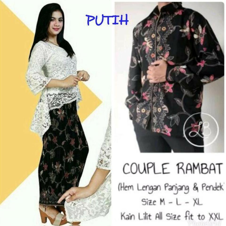 SB Collection Couple Stelan Kebaya Raeann Rok Plisket Maxi Jumbo Dan Kemeja Batik Pria