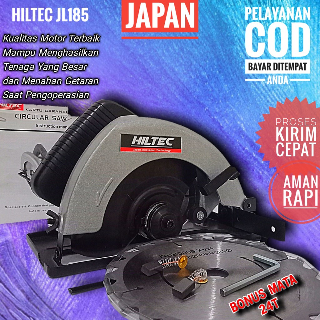 Mesin Circular saw hiltec gergaji kayu serkel 7" potong triplek setara makita