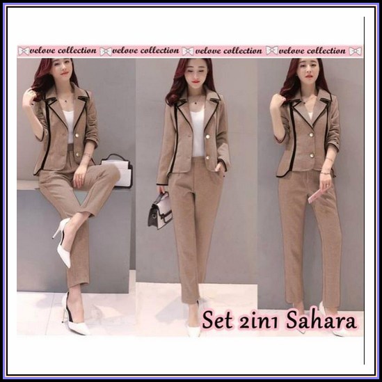 Set Felia Brukat Baju Setelan Brukat Wanita Korean Style Terbaru/ Set Blouse Celana Panjang /Stelan 