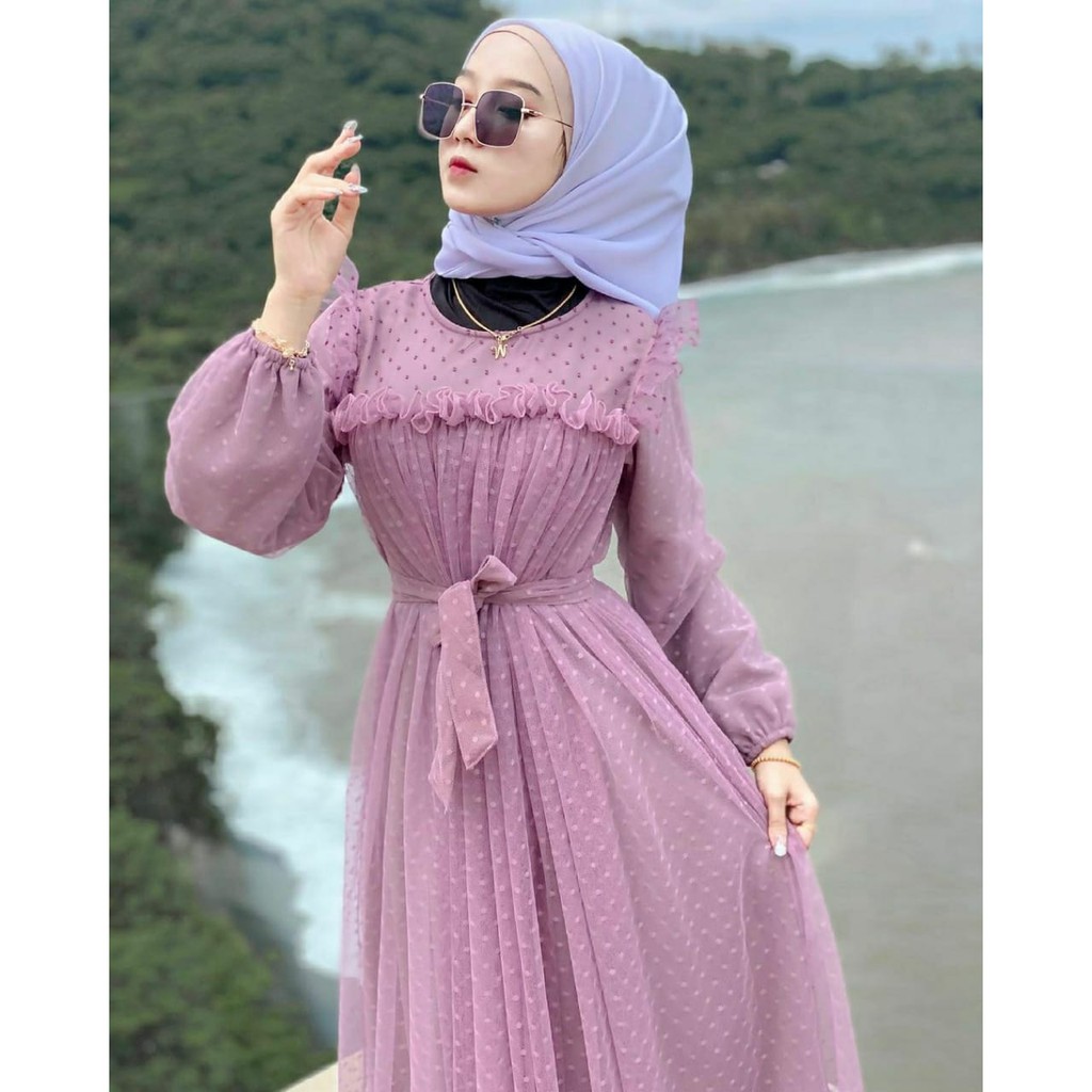 PROMO TERMURAH - MARBELA DRESS BRUKAT TILE DOTTY PREMIUM GAUN GAMIS MAXY MUSLIM PESTA KONDANGAN TERLARIS-2