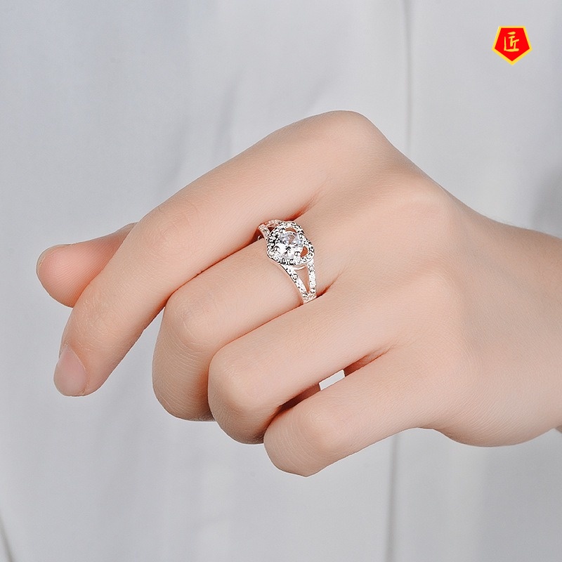 [Ready Stock]Fashion Heart-Shaped Diamond Ring Simple and Elegant