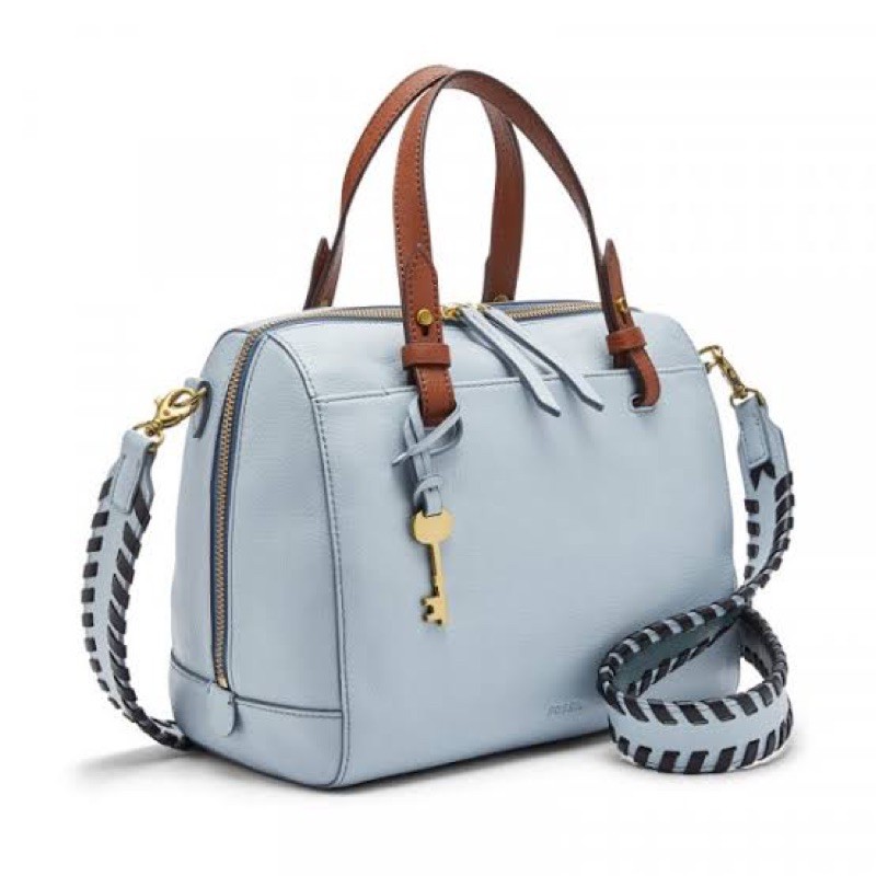Tas Tote Handbag Fossil Rachel Satchel Blue Bag