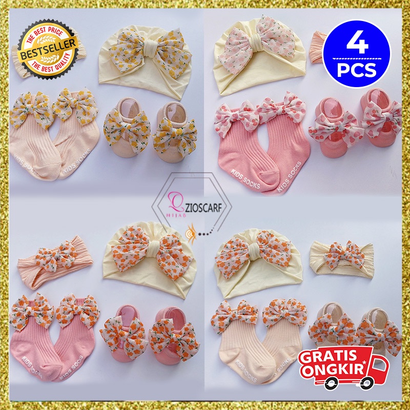 Bandana Bayi Korea Anak Perempuan 1 Set 4 Pcs Aksesoris Rambut Balita Lucu Import AK237