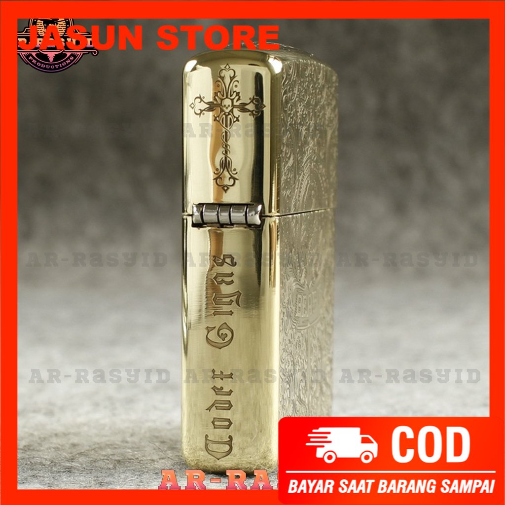 Korek Api Minyak Zippo Gold Ukir Motif Beast 168 3962-15