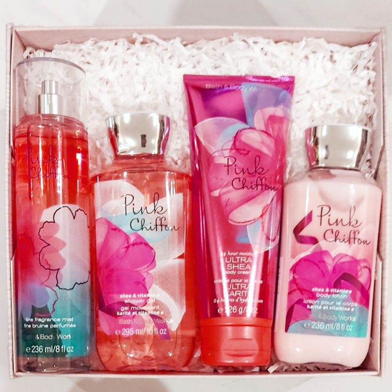 BBW PINK CHIFFON BATH &amp; BODY WORKS PAKET VALENTINE'S DAY