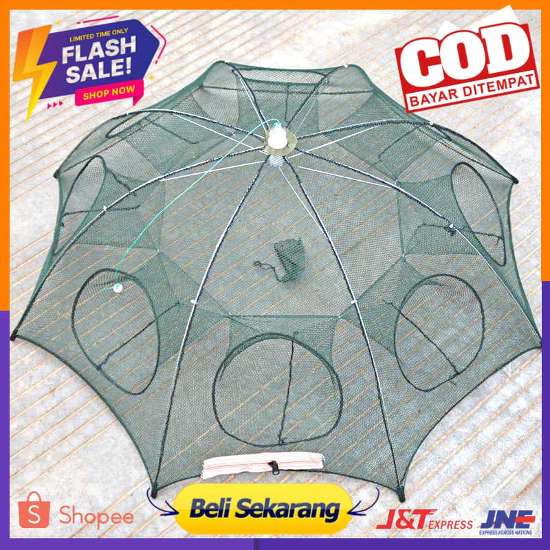 Jaring Pancing Ikan Hexagonal 8 Hole Fishing Net Trap Cage