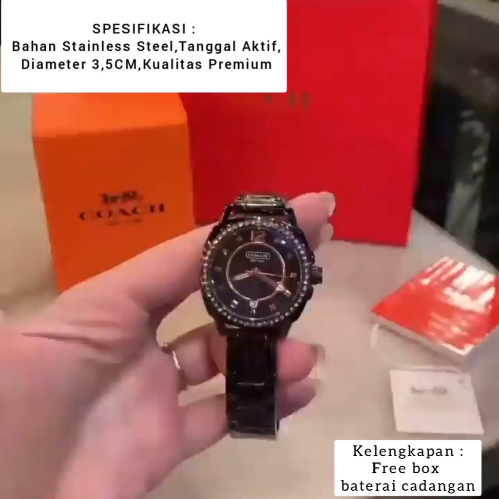 JAM TANGAN WANITA COACH Permata FREE BOX DIAMETER 3,5 CM JAM TANGAN CCH PERMATA CEWEK