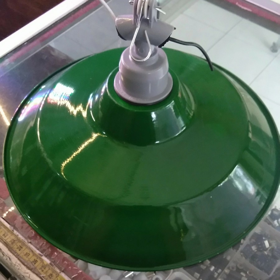 Kap lampu gantung + fitting WD E27 Hijau besar outdoor luar jalan gang