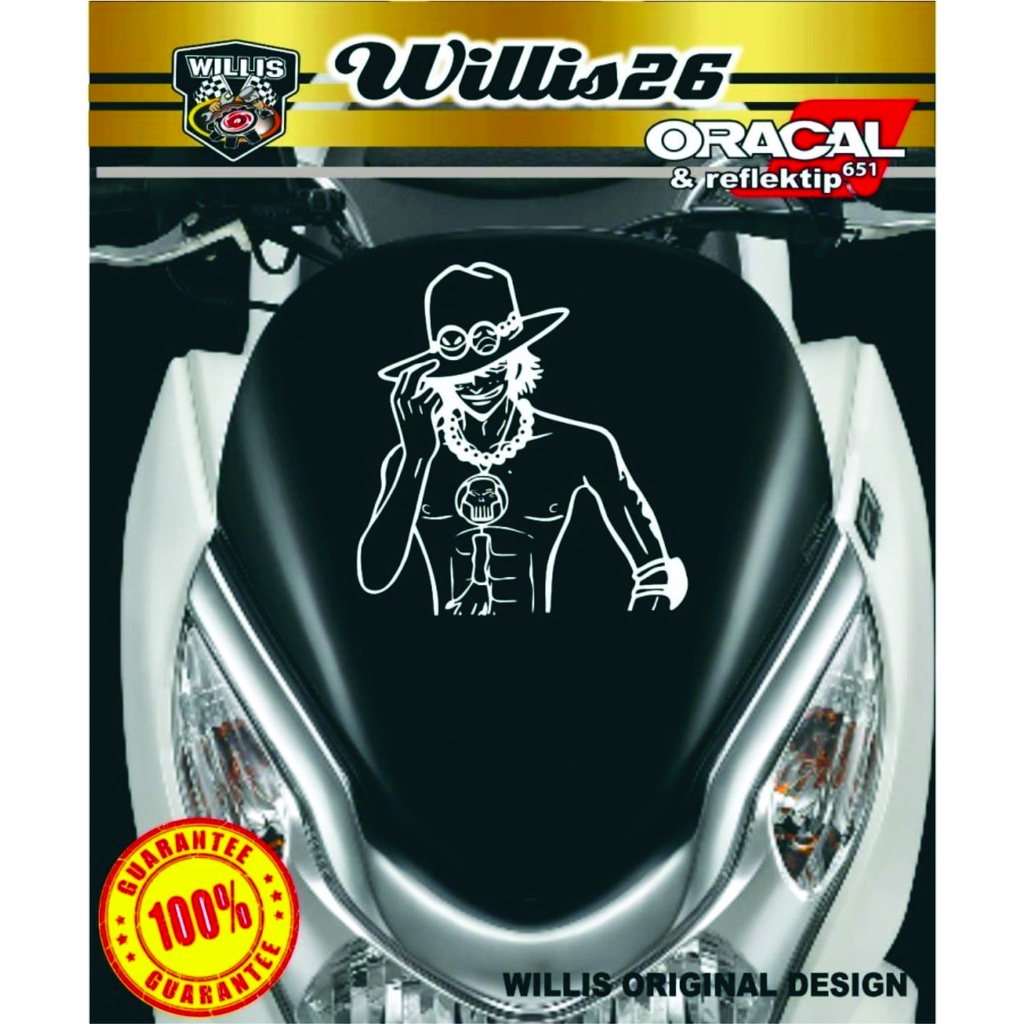 sticker stiker visor motor nmax pcx sticker one piece portgas d ace fj