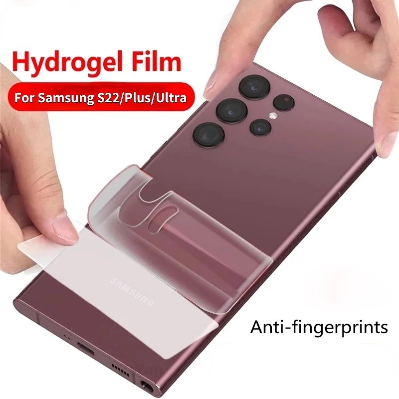 Untuk Samsung S22 HD Hydrogel Film Phone TPU Back Cover Pelindung Layar Belakang Anti Gores Anti-fingerprint Anti-drop Water-proof Cakupan Penuh Telanjang Logam Merasa