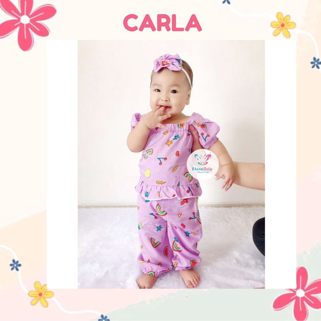 Plazababyku MX CARLA RAYON SETELAN BANDO setelan bayi motif bunga yang lucu free headband