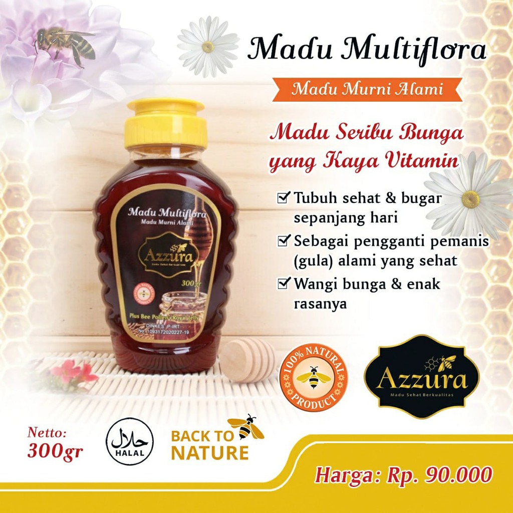 

Madu Murni Alami Multiflora Madu Azzura 300gr