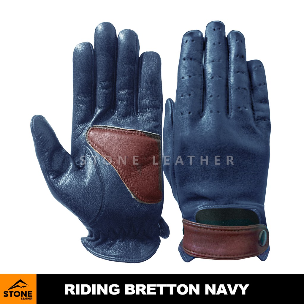 SARUNG TANGAN MOTOR PRIA RIDING BRETTON NAVY / SARUNG TANGAN PRIA / SARUNG TANGAN KULIT