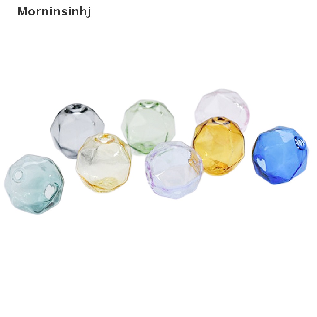 Mornin 1pcs Double Hole 16mm Diamond Glass Ball Globe Beads Botol Kaca Berongga id