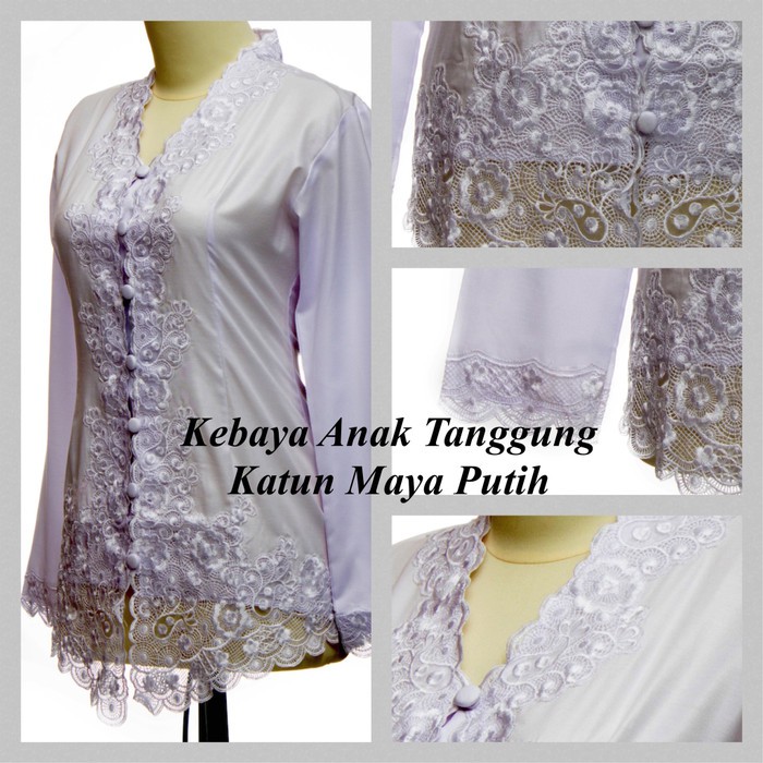 Kebaya Anak Tanggung Katun Maya Putih Bordir
