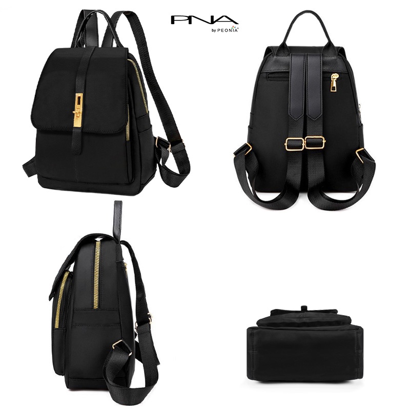 Peonia PNA YUJIN Water Resistant Ransel Korea Tas Wanita Punggung Import Kantor Kerja Sekolah Kuliah Outdoor Trendy Fashion Style Travel Casual Backpack Anak Remaja Perempuan Selempang Cewek Bag-4