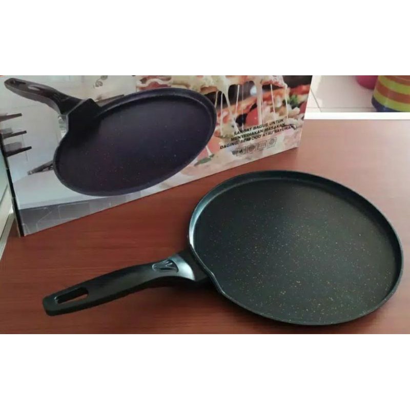 Panci , Teflon Wajan , BBQ , CREPE PIZZA , Martabak , GRILL PAN MARBLE  , 30CM
