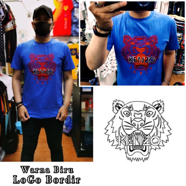 Kaos Kenzo Premium Bordir Tiger Lengan Pendek import Ada 3 warna Uk M L Xl XXl