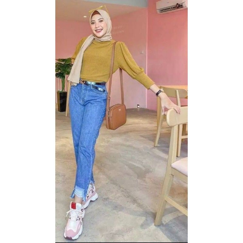 CELANA BOYFRIEND JEANS RIPPED SOBEK WANITA//BOYFRIEND RIPPED/BF SOBEK