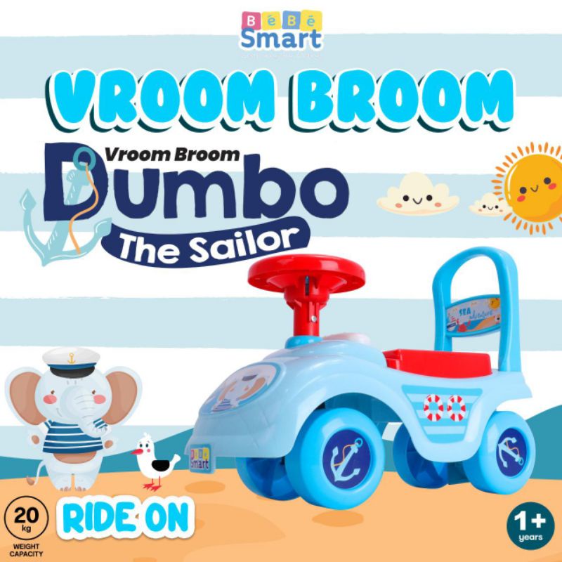Bebe smart ride on vroom broom new motif / mainan mobil mobilan anak