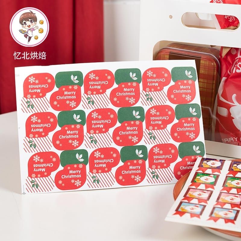 Sticker santa Merry Christmas sticker natal toples dan kotak kue BERBAGAI MOTIF