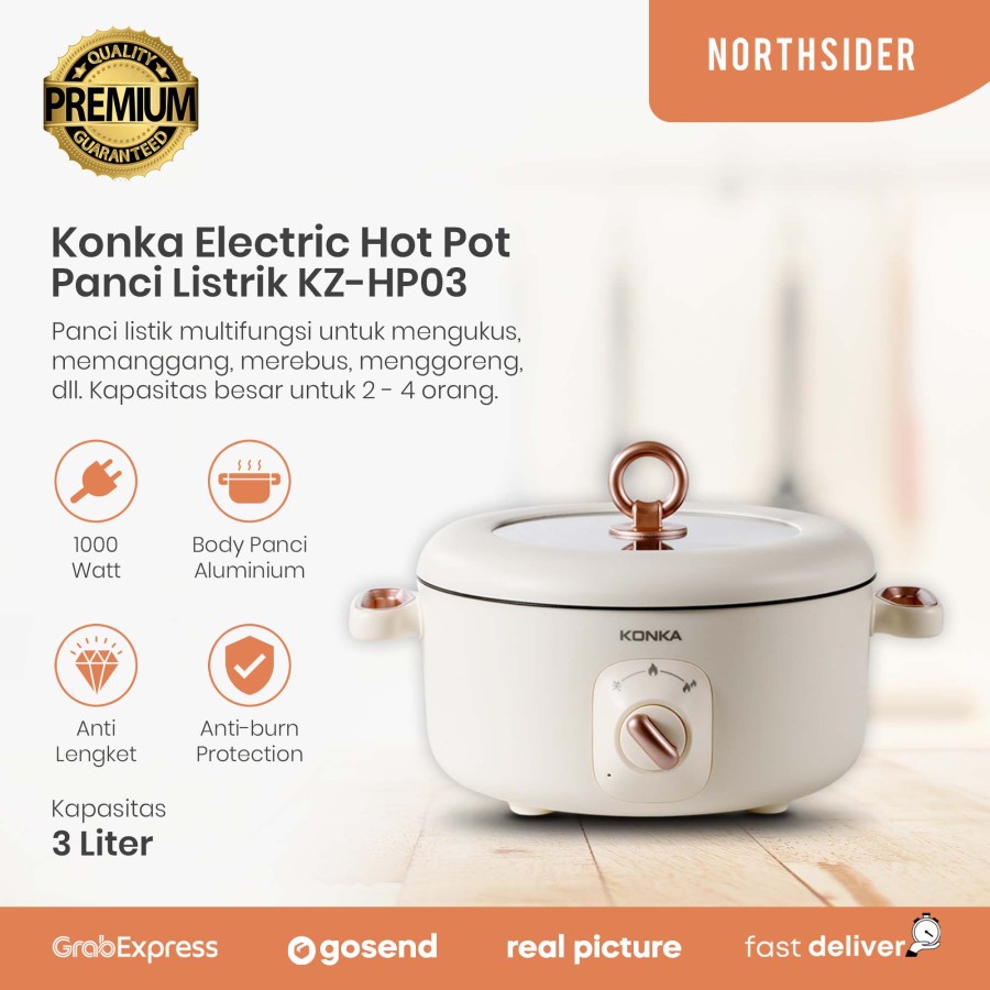 KONKA Electric Hot Pot 3L | Panci Listrik Multifungsi - KZ-HP03