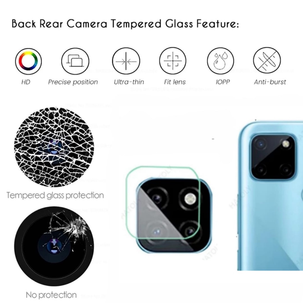 PROMO 2in1 Tempered Glass REALME C21Y Full Layar Cover Black Premium Free Tempered Glass Camera