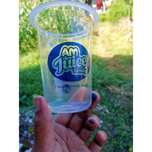 Sablon gelas plastik 14oz 16oz OVAL cup HOKKAKU