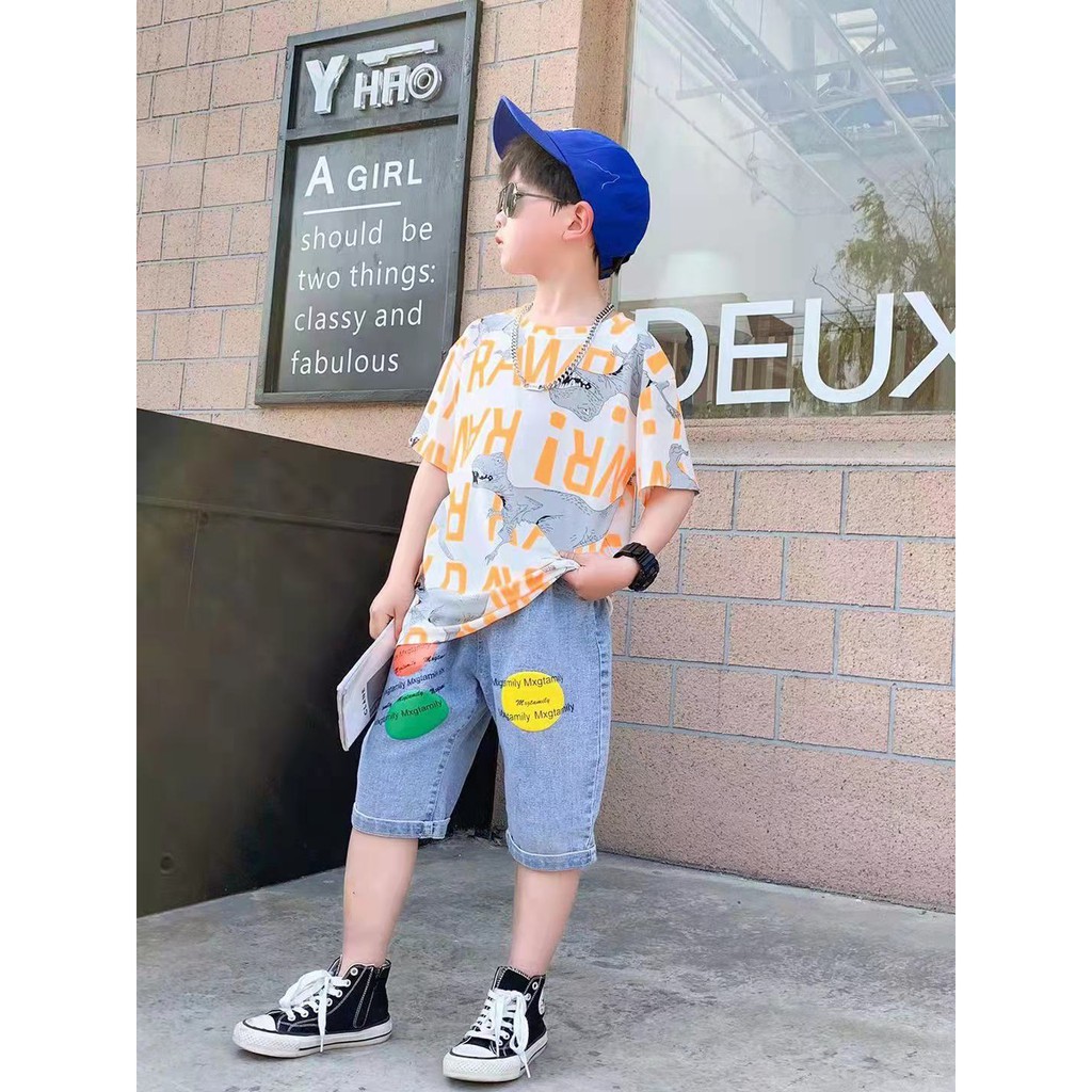 Kaos T-shirt  Anak Laki Laki Lengan Pendek Yang Keren dan Bernapas Style Casual import 1-4 tahun-1