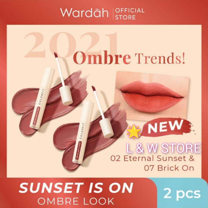 Wardah Colorfit Last All Day Lip Paint Ombre 02 &amp; 07 | Paket Lip Cream Ombre