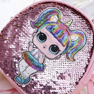  Tas  Ransel Anak Perempuan Bahan Sequin dan PU Motif Print 