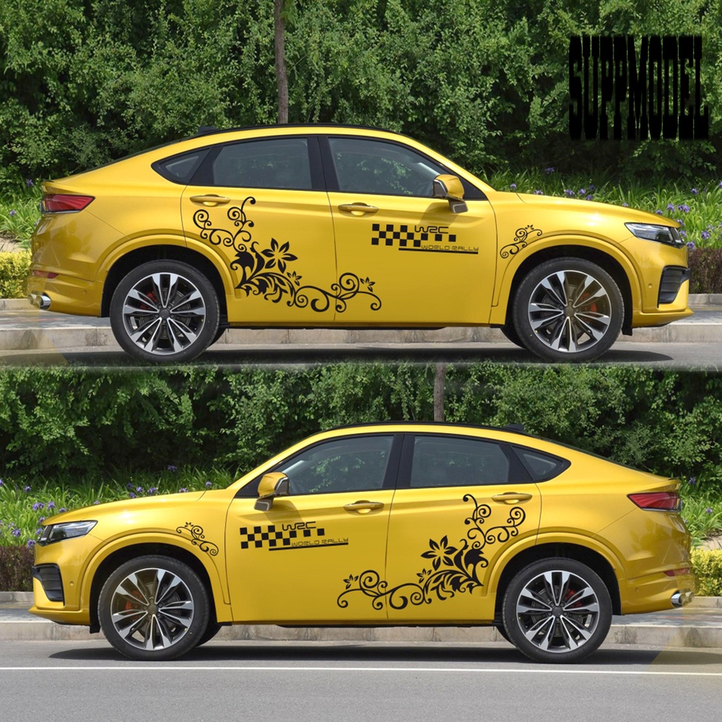 2pcs Stiker Motif Kupu-Kupu Dan Bunga Untuk Dekorasi Mobil