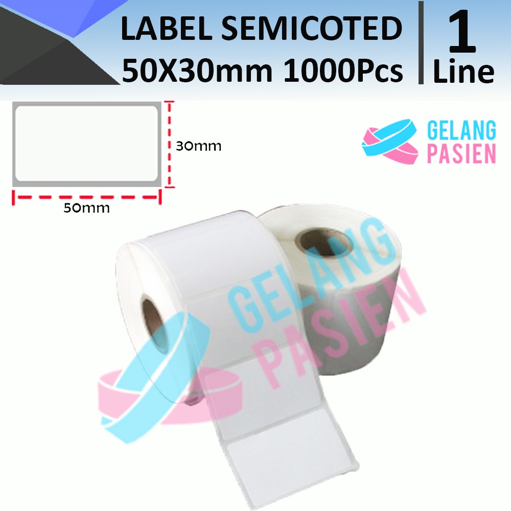 Label Barcode semicoated ukuran 50x30 mm 1000Pcs