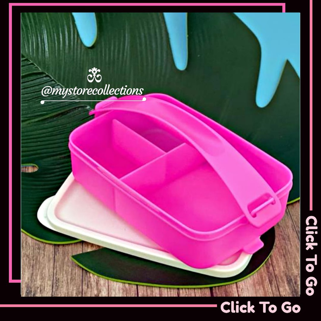 Click To Go Divided With Handle Pink Malaysia  (1 Pcs) Rantang Ctg Penyekat  Tupwr