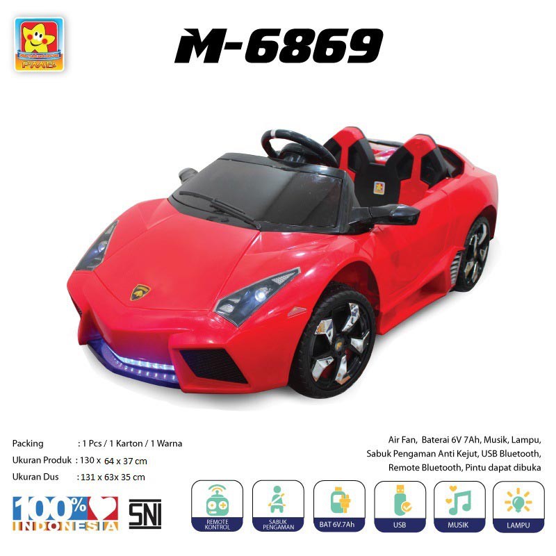 Mainan Anak Mobil Aki Remote PMB M6869 Lamborghini Lambrado