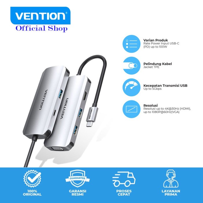 Vention THC USB Hub Type C to HDMI VGA Multiport USB /PD