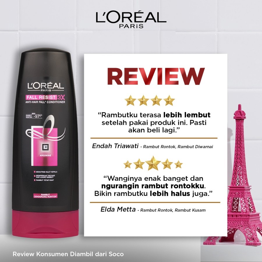 L'Oreal Paris Fall Resist 3x Conditioner Hair Care 155ml - LOREAL Conditioner (Perawatan Untuk Rambut Mudah Rontok)