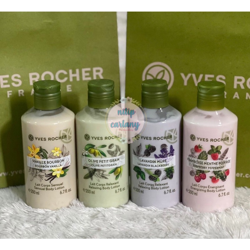 YVES ROCHER BODY LOTION VANILLA BOURBON / OLIVE PETIT GRAIN / LAVANDIN BLACKBERRY / RASPBERRY PEPPERMINT