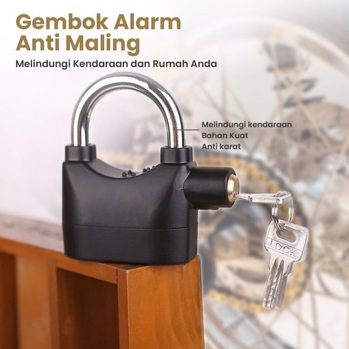 PROMO Gembok Alarm Anti Maling RING PANJANG 12 CM Anti Pencuri Pengaman Sepeda Motor ( FREE BATERAI CADANGAN)