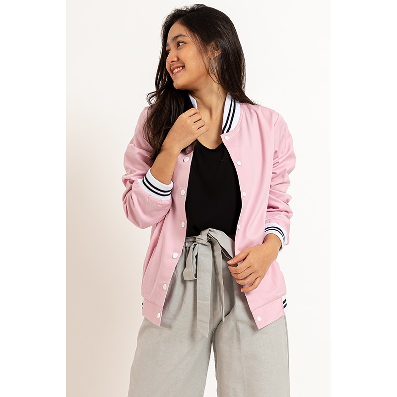 JAKET BOMBER WANITA DUSTY PINK