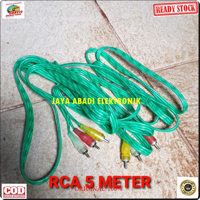 G487 ORIGINAL KABEL RCA 5 METER ORI AUDIO VIDEO RCA 5 METER sound suara tv dvd stereo jek jack sambungan elektronik elektrik monitor speaker spk musik DLL multi fungsi universal G487  Panjang kurang lebih 4.5 METER KABEL RCA AUDIO VIDEO 3 - 3 kuning merah