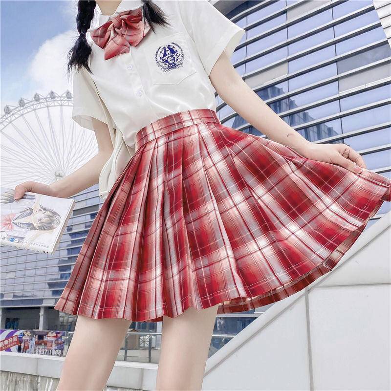 【Wetrose】Tiktok Influencer Fashion JK Jepang Uniform Original Short Skirt Full College Style Student Suit Lattice Seifuku Set Musim Panas Costume Rok Pendek Gaya Kuliah Gaya Siswa Wanita Muda