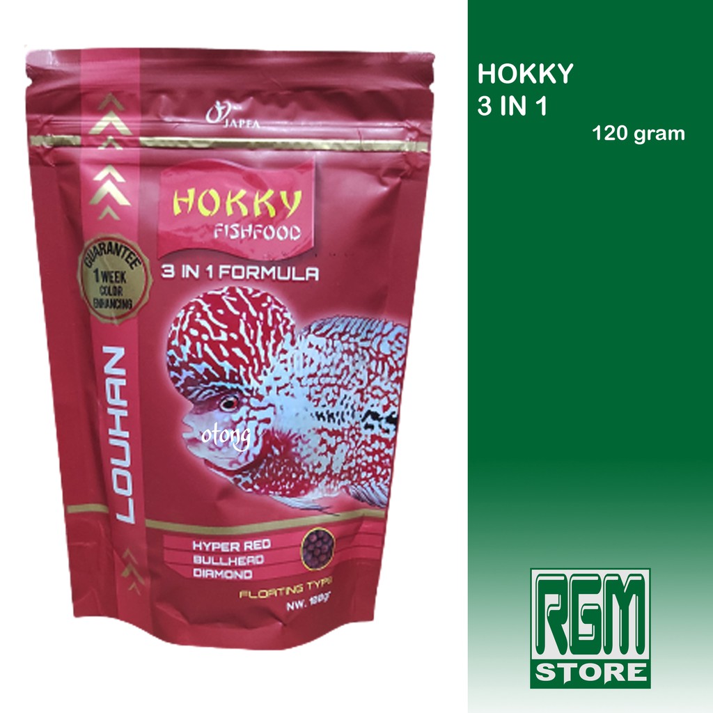 hokky hoky hoki 3 in 1 100 gram makanan pakan ikan louhan lohan murah